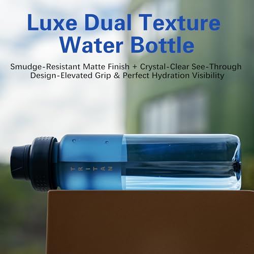 OLDLEY 32oz Navy Blue Matte Water Bottle with Handle, Leakproof Tritan Sport Bottle