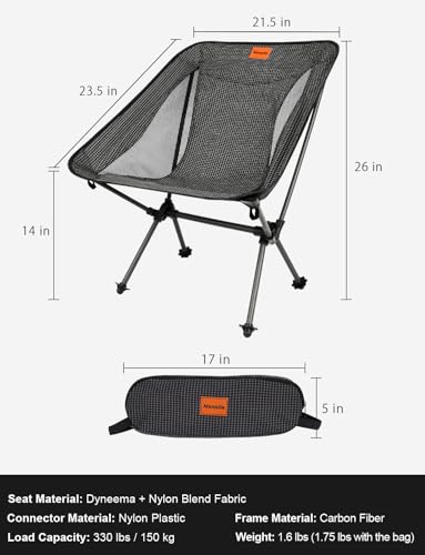 Msnaile 22.5" Ultralight Carbon Fiber Camping Chair - Backpacking & Hiking