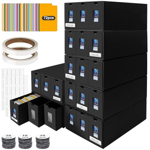 ATPWONZ 21-600 CT Trading Card Storage Box with 72 Dividers & Labels