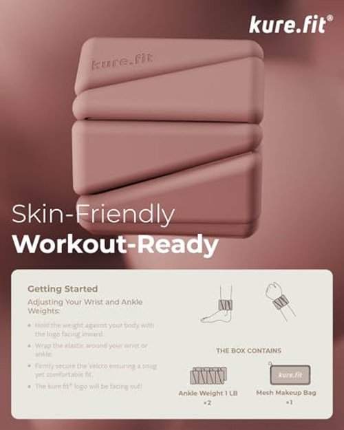 kure.fit Peach Wrist & Ankle Weights + Purple Hand Weight Bars Bundle Set