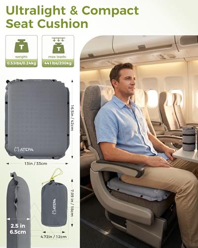 XL Inflatable Seat Cushion 2 Pack Grey - Portable, Self-Inflating Support