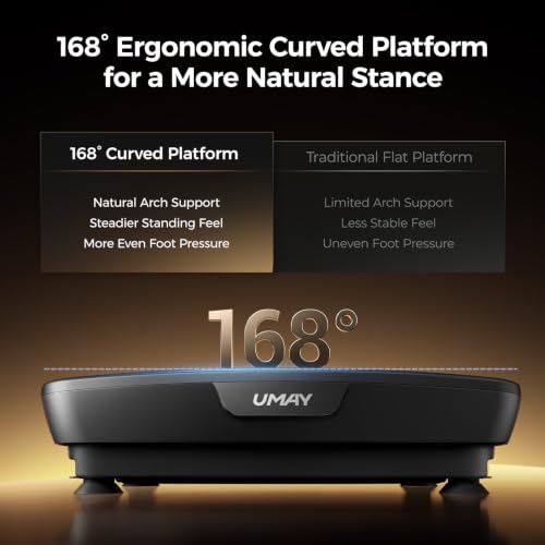 UMAY Black Curved Vibration Plate Exercise Machine with 120 Speeds & Bluetooth