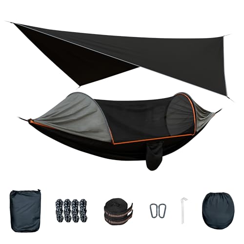 Large Camping Hammock with Mosquito Net and Rain Fly Tarp - Durable & Portable