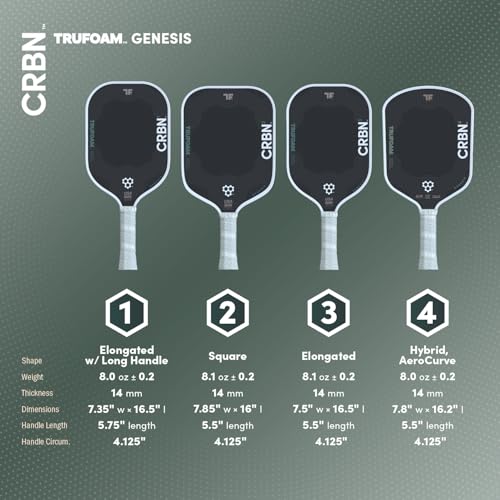CRBN Pickleball Paddle - TruFoam Genesis Elongated 14mm Performance Paddle