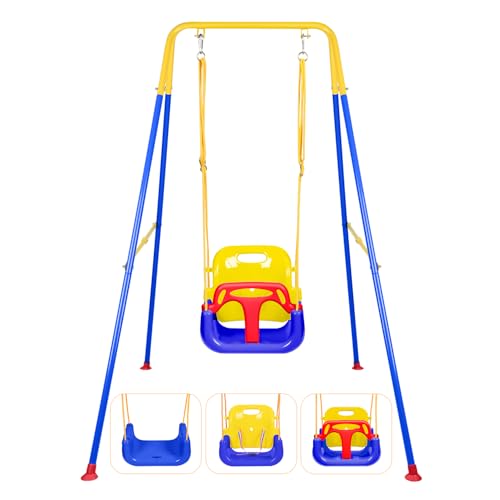 Bighaki808 Blue 3-in-1 Toddler Swing Set Indoor & Outdoor Heavy Duty with Foldable Stand