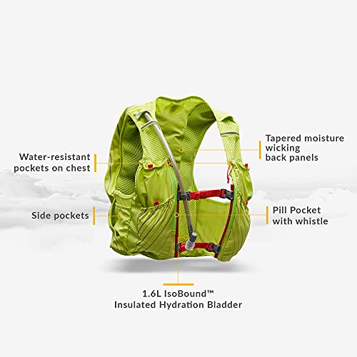 Nathan Women's Hydration Running Vest - Finish Lime / Hibiscus / Small 1.6L Water Bladder Included