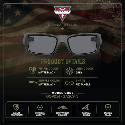 Oakley SI GASCAN USA FLAG Sunglasses Matte Black Frame Grey Lens One Size