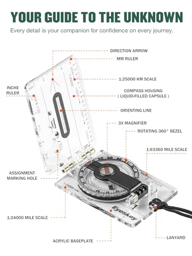 Eyeskey EK40-2B Advanced Orienteering Compass for Hiking & Navigation