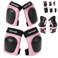Adult Pink Knee and Elbow Pads Set with Wrist Guards - Large (110–143 lb)