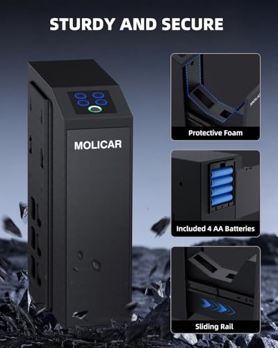 MOLICAR Biometric Gun Safe with Passcode - Quick Access Fingerprint Pistol Lock, Wall Mount Nightstand Storage, Discreet Security