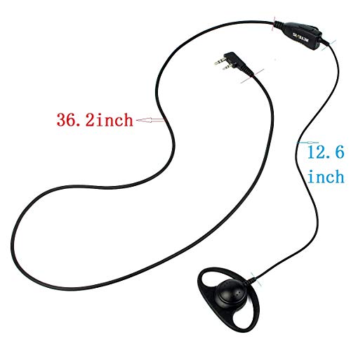 Retevis Case of 10, Walkie Talkies Earpiece with Mic 2 Pin D-Type Headset for H-777 RT22 RT21 RT86S, Compatible with Pxton, Baofeng BF-888S, Kenwood Walkie Talkies, Walkie Talkie Earpiece(10 Pack)
