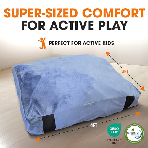 Kids Sensory Crash Landing Pad 3x4 Ft - Washable Foam Play Mat, Safe & Cushioned