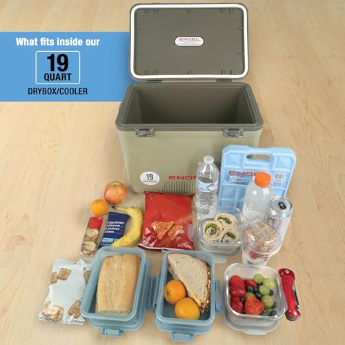 Black Engel 19QT Leak-Proof Hard Shell Cooler Dry Box with Tie-Downs