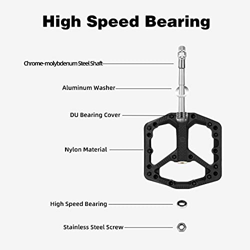 Green Mountain Bike Pedals Nylon Flat Platform 9/16" - Black