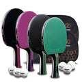 Ping Pong Paddles Set 5-Ply Wood 2mm Sponge for All Skill Levels - Green & Purple