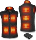 Large Black FERNIDA Heated Vest for Men & Women with Battery Pack, 8 Heating Zones