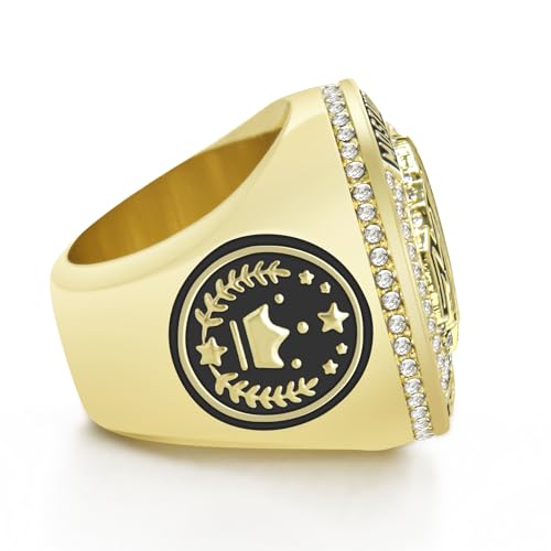 12 Pack MVP Football Baseball Basketball Soccer Championship Rings with Display Case - Gold Award Medals Set