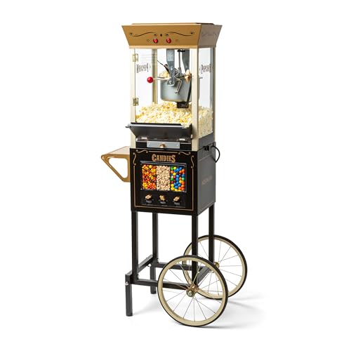 Nostalgia Black 8oz Stainless Steel Popcorn Maker & Candy Cart
