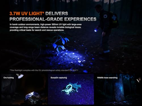 High Power LED Flashlight 10,000 Lumens with Red & UV Light, Waterproof
