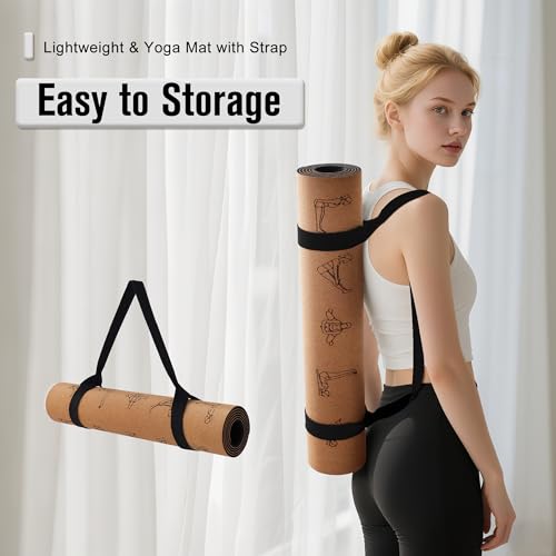 Umineux Cork Yoga Mat 6mm Thick Exercise Mat with Straps - Eco-Friendly, Non-Slip