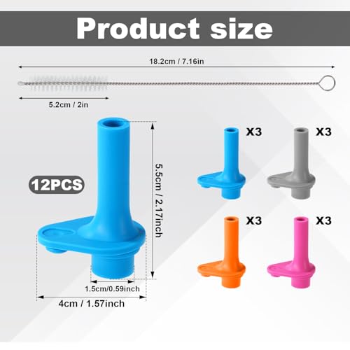 12 Pack BPA-Free Water Bottle Mouthpieces for Zak Kelso 15oz Replacement