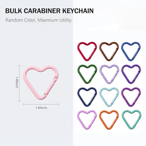 Heart-Shaped Carabiner Clip Bulk 40 Pcs Keychain Snap Spring Hooks