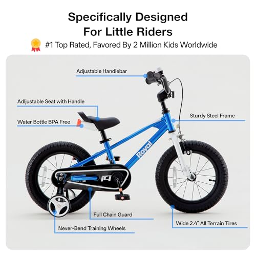 RoyalBaby Freestyle Kids Bike 16 Inch - Blue BMX Bike for Boys & Girls Ages 3-10