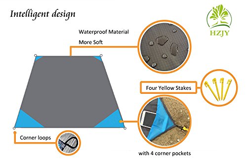 Pocket Picnic Blanket Sky Blue Compact Waterproof Sandproof Outdoor Mat