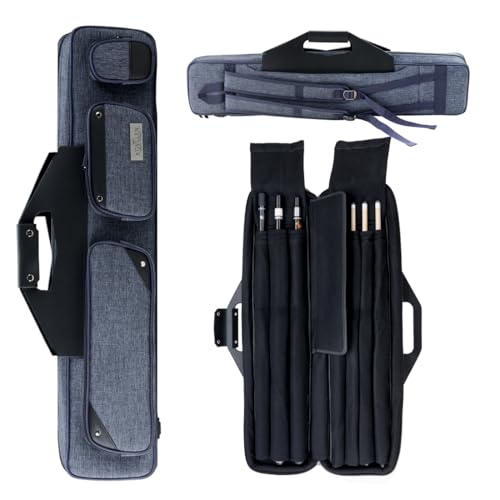 KONLLEN 3x4 Pool Cue Case Blue - Large Capacity Billiard Stick & Accessory Bag