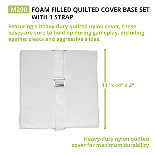 Baseball Base Set with Foam-Filled Quilted Nylon Cover - 14 x 14 x 2 inches, Includes 3 Bases & Steel Ground Spikes - Variation of THIS listing