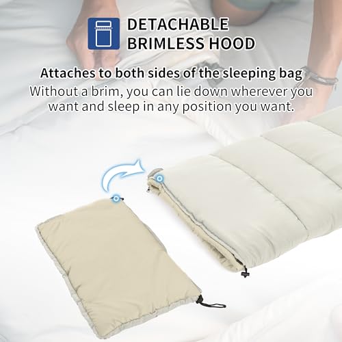 Naturehike Off White Double Sleeping Bag for Camping - 3 Seasons Waterproof & Lightweight