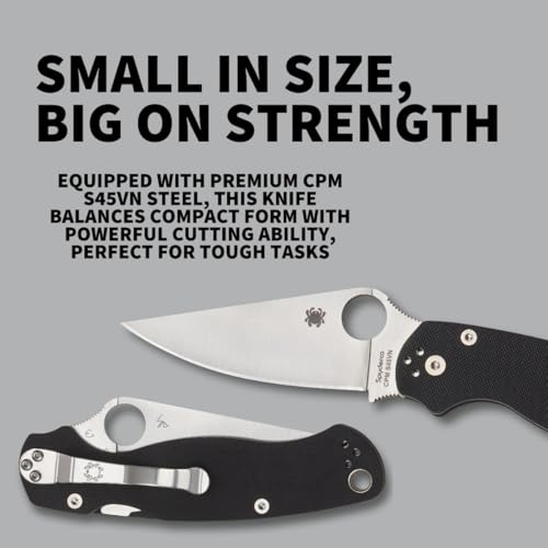 Spyderco Para Military 2 Folding Pocket Knife Black Handle 3.4" S45VN Blade