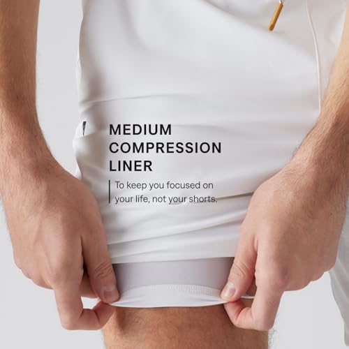 Rhone Men’s 7” Pursuit Shorts Small Bright White – Gym Shorts with Liner & Moisture Wicking