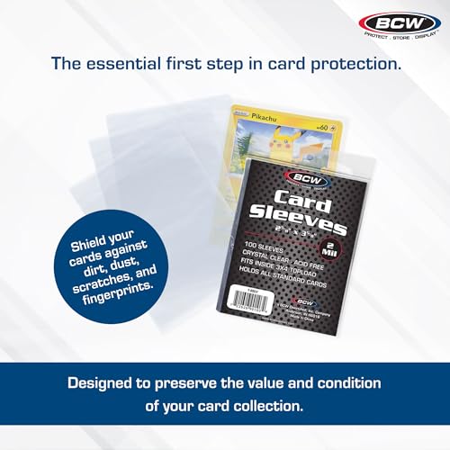 Card Sleeves for Trading Cards 2-5/8 x 3-5/8 Inches Clear Pack of 1000