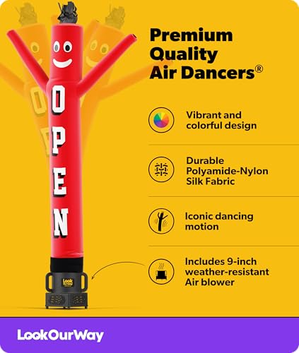 Inflatable Tube Man Set - 7ft Wacky Waving Inflatable Dancing Tube Guy with Weather-Resistant Blower - Open Red Variation