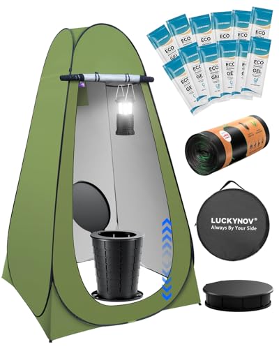 Portable Toilet with Privacy Tent and Camping Accessories - Toilet and Tent Variation