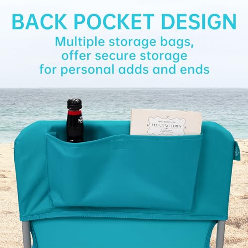 #WEJOY Classic Cyan 2-Pack Folding Beach Chairs for Adults, Lightweight & High Back