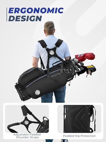 Golf Stand Bag 7-Way Full-Length Dividers for Men & Women - Black 7