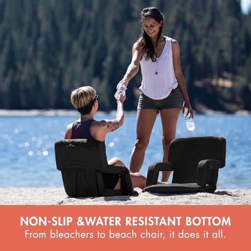 PICNIC TIME Ventura Stadium Seat Black / Standard - Portable Reclining Bleacher Chair with Back Support