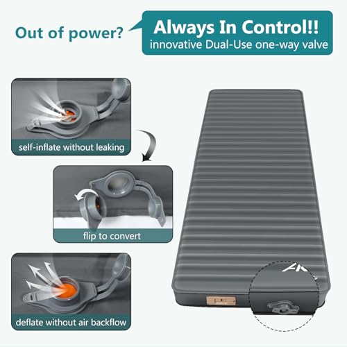 AKUDY Grey Self-Inflating Sleeping Pad with Electric Pump - Single