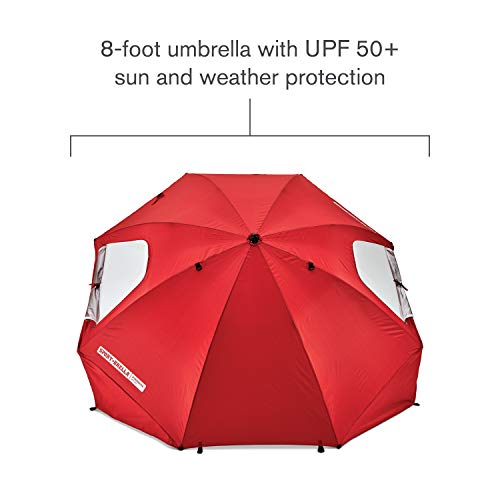 Sport-Brella UPF 50+ Red Umbrella Shelter with Side Panels & Tilt, Heavy-Duty Center Pole