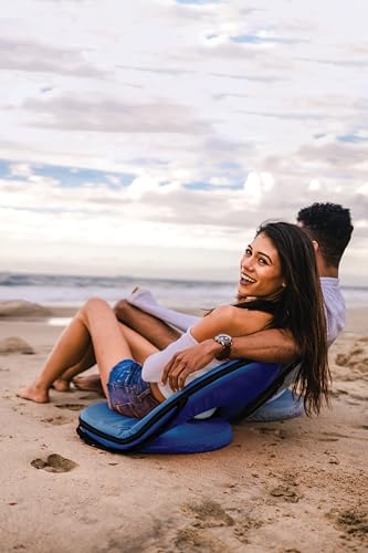 Reclining Camping Chair with Padded Seat and Adjustable Backrest - Blue