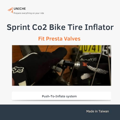 UNIQUE Silver CO2 Bike Tire Inflator with Push-to-Inflate System