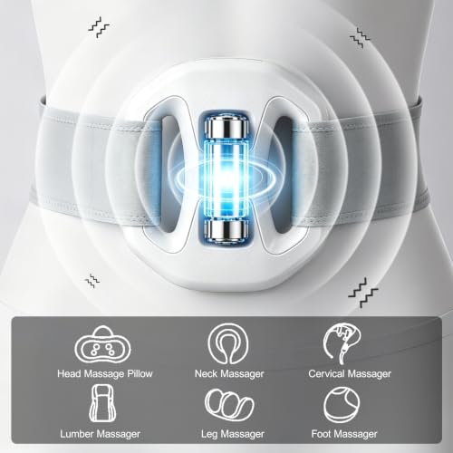 White Fascia Ring Massager with Belt, 6 Modes, 99 Vibration Levels, Deep Tissue Therapy