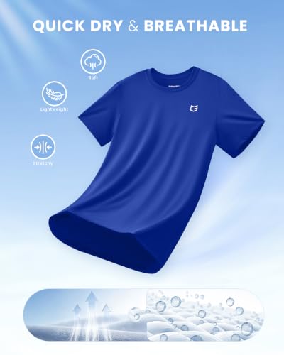 Boys Athletic Rash Guard Short Sleeve Swim Shirt - 12-13 Years Royal Blue