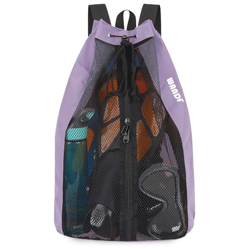 WANDF Mesh Beach Backpack for Swimmers - Purple, Large Capacity