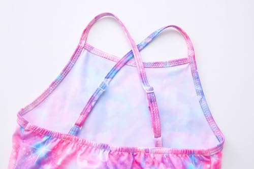 Girls' Swimwear One-Piece Bathing Suit - Cross-Back Adjustable Straps - Purple Heart/Tie Dye Blue Purple, 2-3T