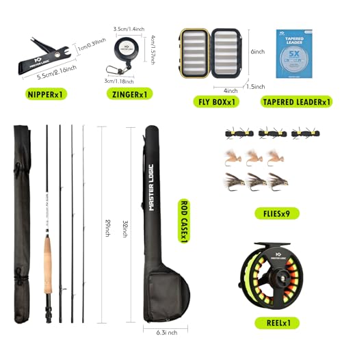 Master Logic 9ft 5wt 4-Piece Fly Fishing Rod Combo Starter Kit