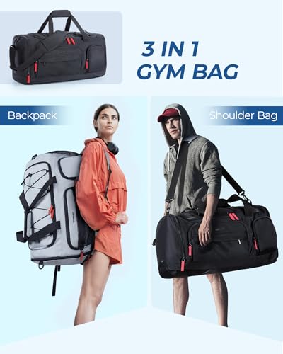 Large 63L Gym Bag for Men Sports Backpack Duffle Travel Hiking Black