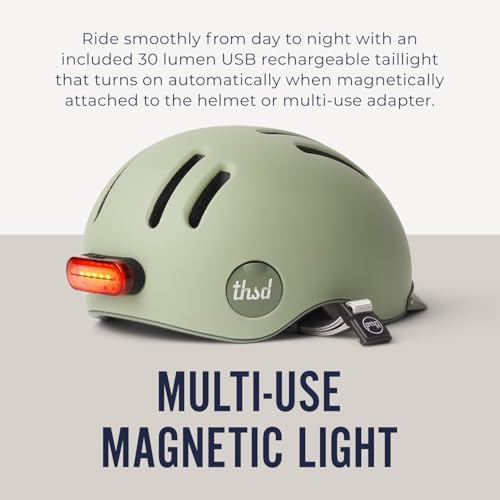Thousand MIPS Adult Bike Helmet with LED Tail Light - Urban Cycling Safety, Medium, Desert Sage
